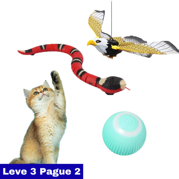 Kit Brinquedos Cobra + Pássaro + Bola Elétricos para Gatos